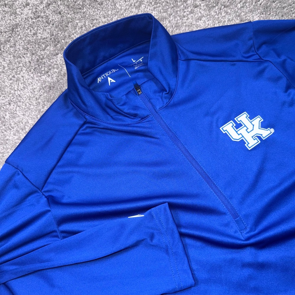 Kentucky Wildcats Antigua Quarter Zip Pullover Mens Blue Large EXCELLENT